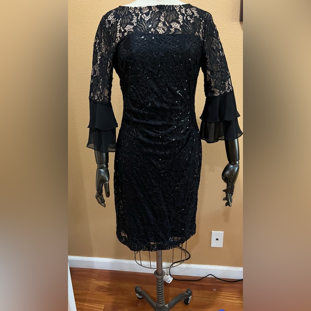 Black sequence lace coktail dress